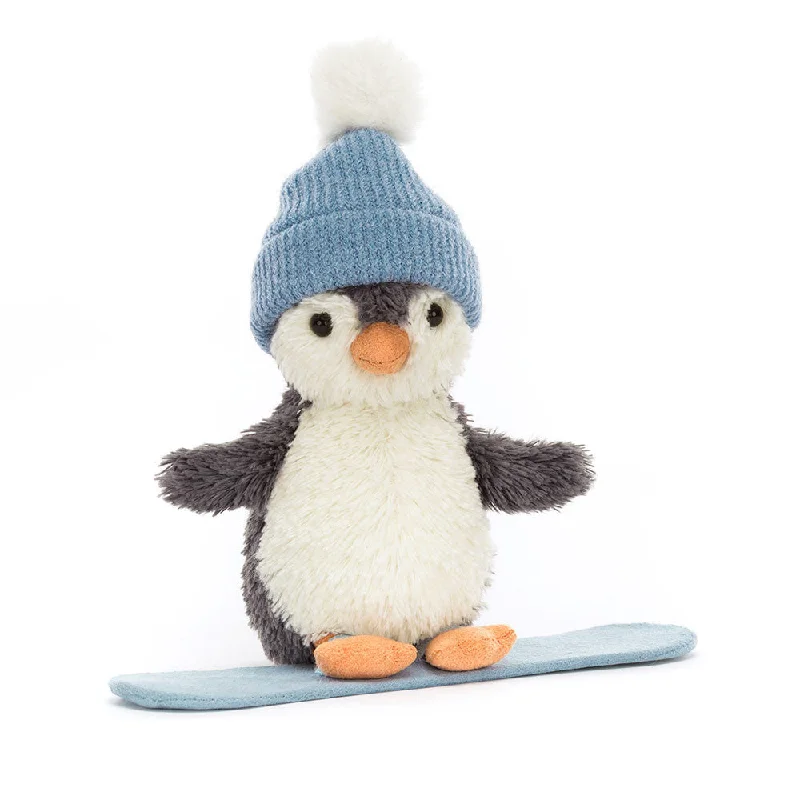 Cheerful and happy stuffed figuresJellycat Peanut Penguin Snowboarding