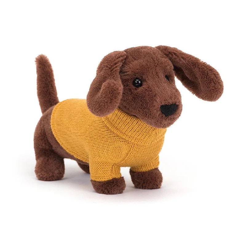 Fluffy and comforting Jellycat superior materialsJellycat Sweater Sausage Dog Yellow