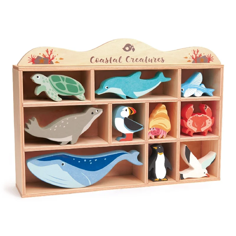 timeless wooden toys                   Coastal Animals Display Shelf Set