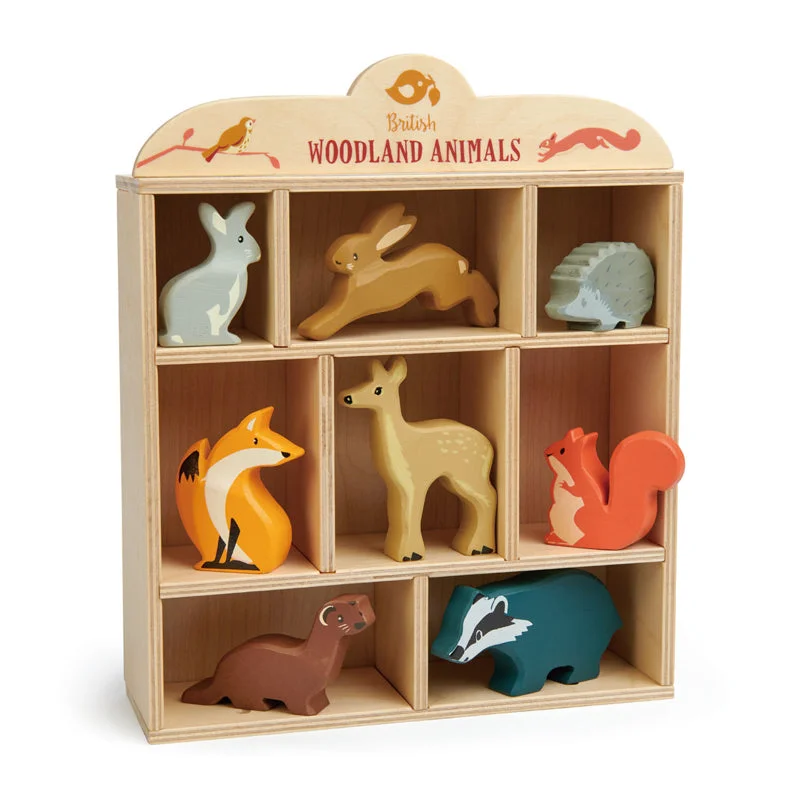 handcrafted wooden toys                  Woodland Animals Display Shelf Set