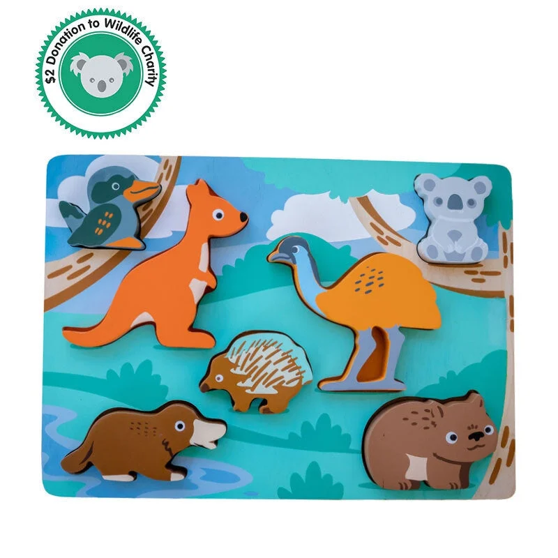 enchanting and whimsical wooden toys for children                   Australian Animal Puzzle
