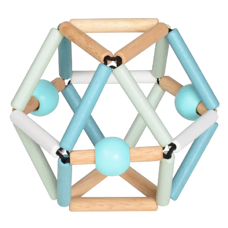 eco-friendly and sustainably made wooden toys                   Bass & Bass Rattle & Teether Baby Grabber Blue Snow