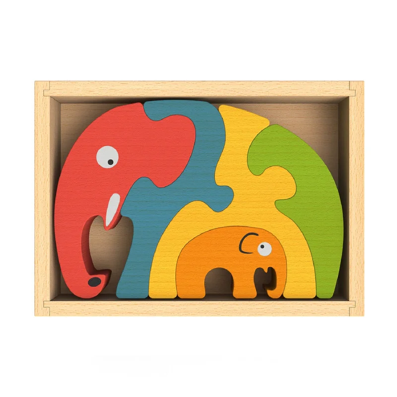 functional wooden toys               BeginAgain Elephant Family Puzzle