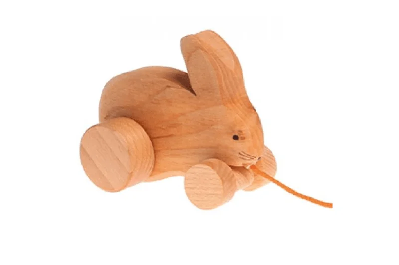 handcrafted wooden toys                  Grimm's Bobbing Rabbit Pull Toy