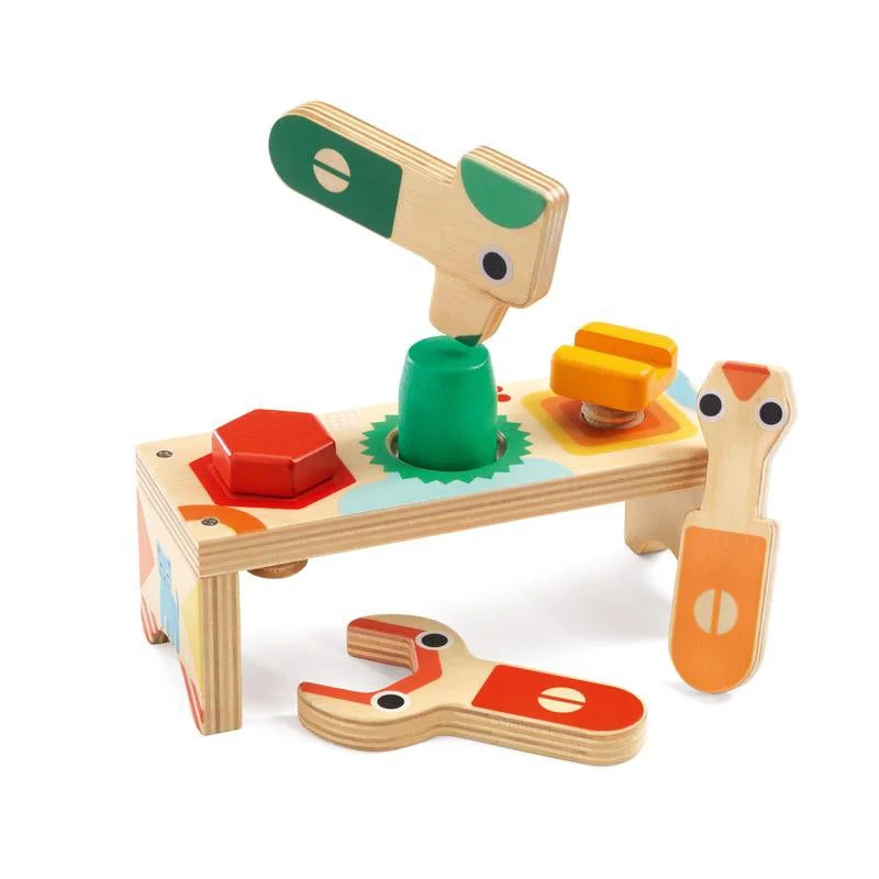 intricately designed wooden toys                 Bricolou Wood Tool Set