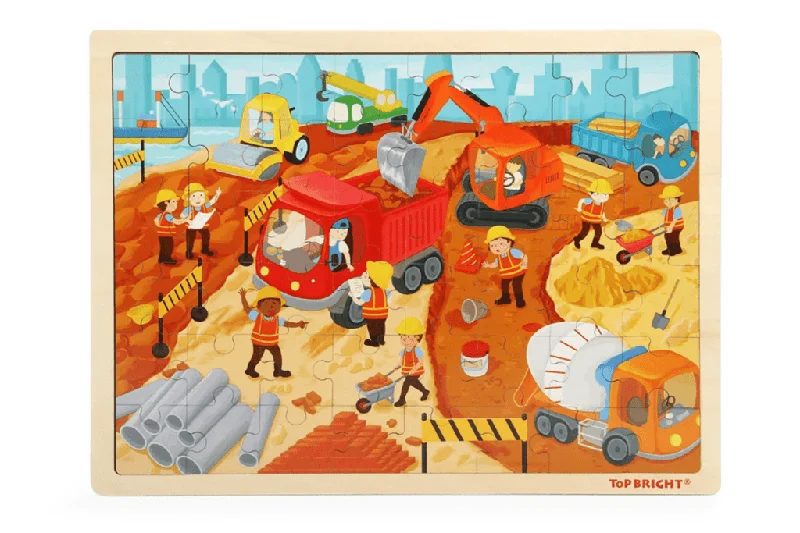 enchanting wooden toys for toddlers                   Construction Site - 48 Piece Wooden Puzzle