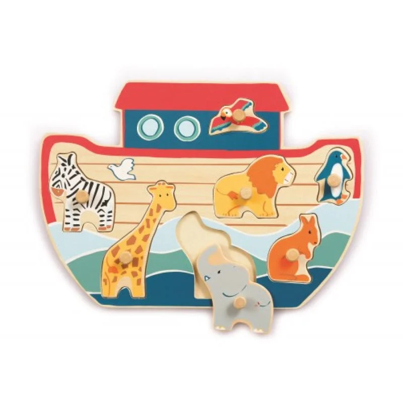 skillfully made wooden toys               Egmont Toys Wooden Puzzle Noah's Ark with Pegs