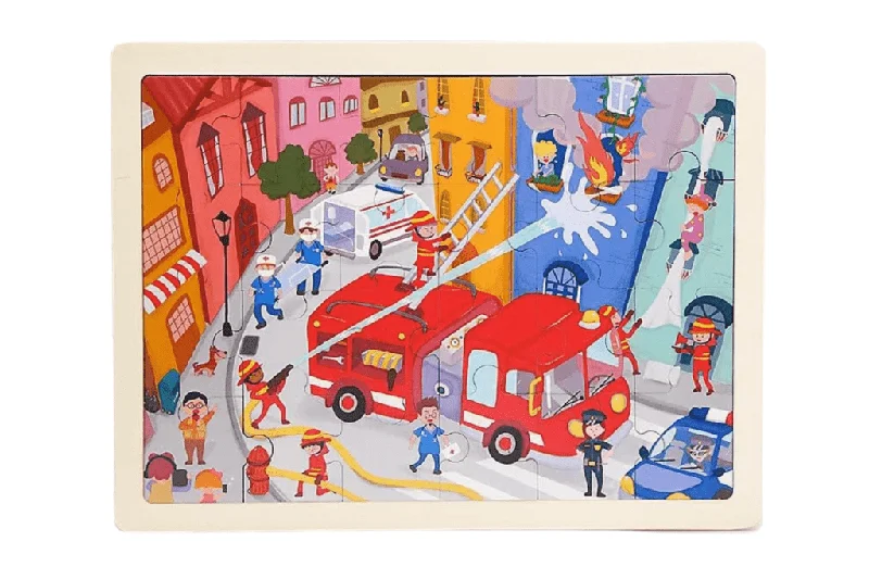 sturdy and reliable wooden toys that provide hours of fun Fire Fighting - 24 Piece Wooden Puzzle sturdy and reliable wooden toys that provide hours of fun Fire Fighting - 24 Piece Wooden Puzzle