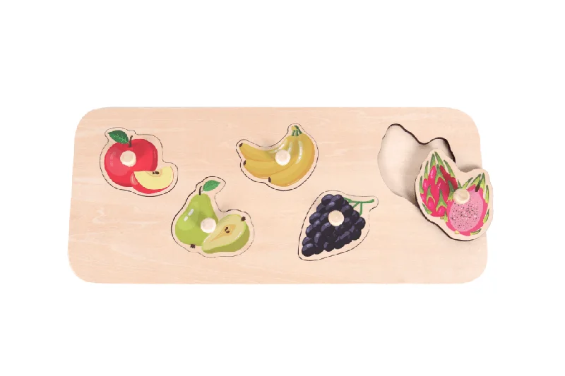 skillfully crafted wooden toys                   Fruits Knob Puzzle (5 piece)