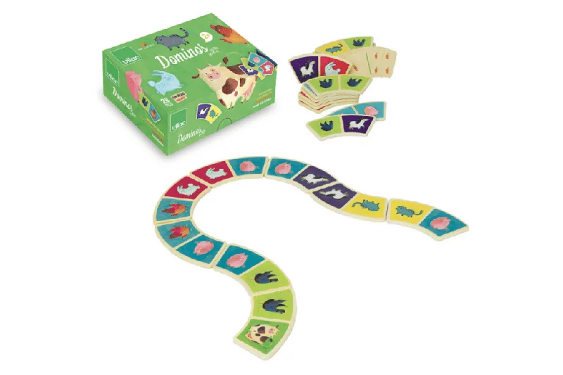 engaging wooden toys                   Farm Dominos Game