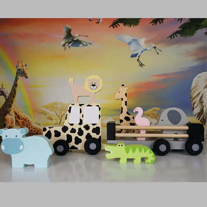 skillfully crafted wooden toys                   Jabadabado Wooden Safari Jeep