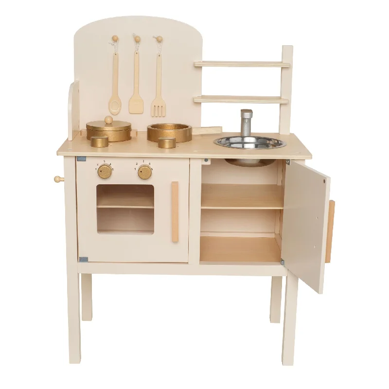 eco-friendly wooden toys                   Jabadabado Wooden Play Kitchen - Cream