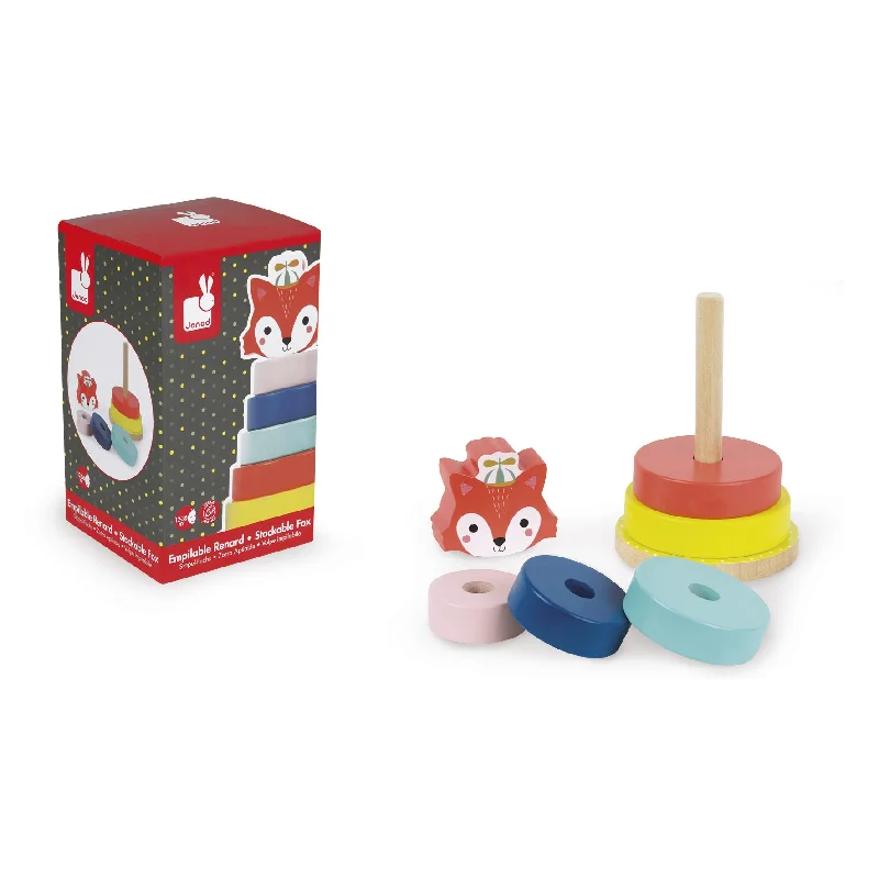 environmentally conscious wooden toys                 Janod Baby Forest Fox Stacker