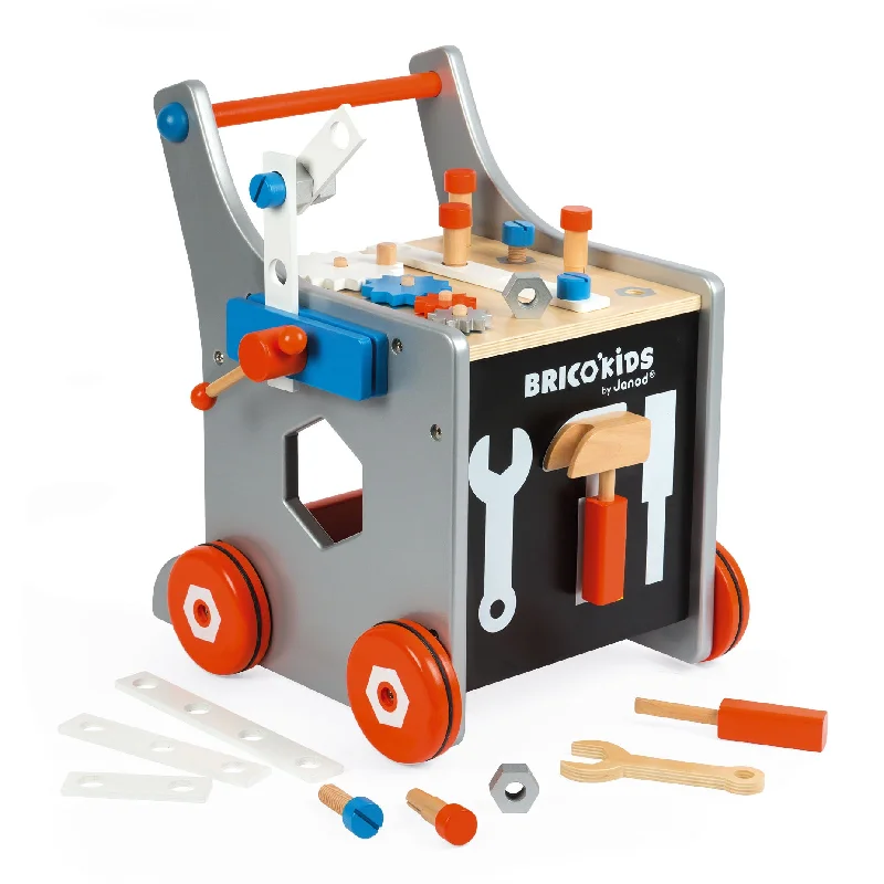 vibrant and colorful wooden toys for toddlers                   Janod Bricokids Magnetic DIY Trolley