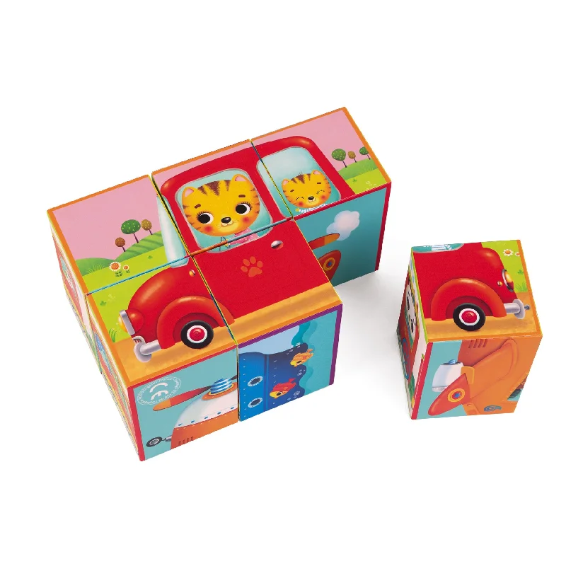 colorful and cheerful wooden toys                   Janod Kubkid 6 Blocks Vehicles