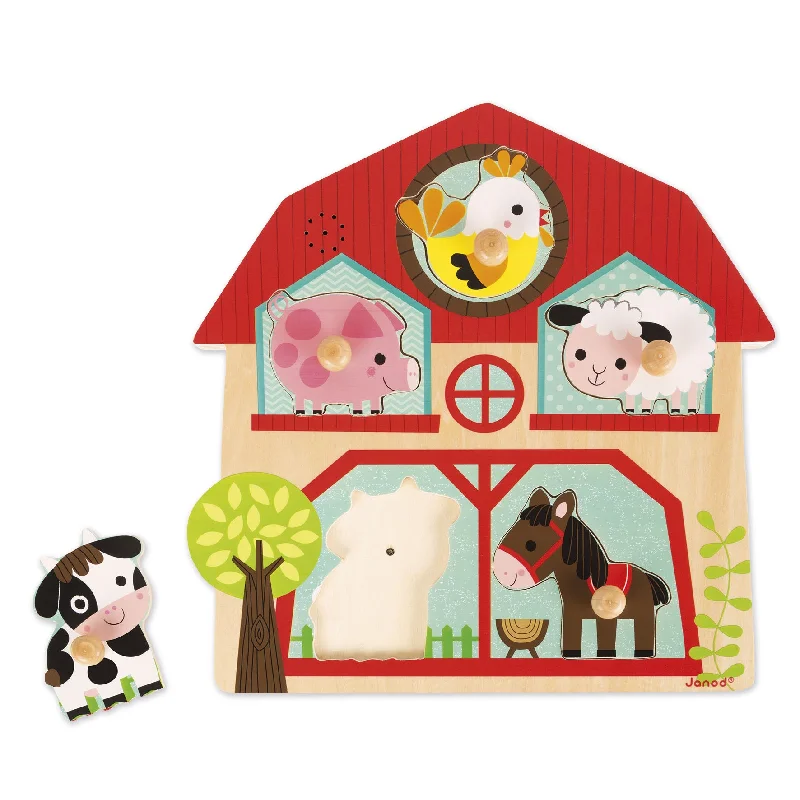 durable wooden toys                  Janod Musical Puzzle The Friends of The Farm