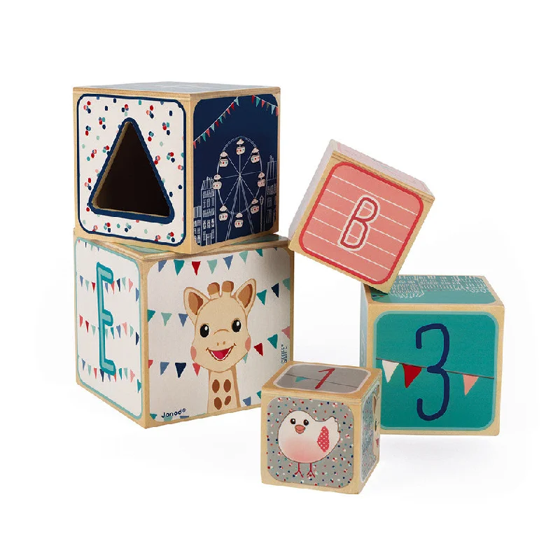 eco-friendly wooden toys made from sustainable materials Janod Sophie la Girafe 5-Block Wooden Stacking and Nesting Blocks eco-friendly wooden toys made from sustainable materials Janod Sophie la Girafe 5-Block Wooden Stacking and Nesting Blocks