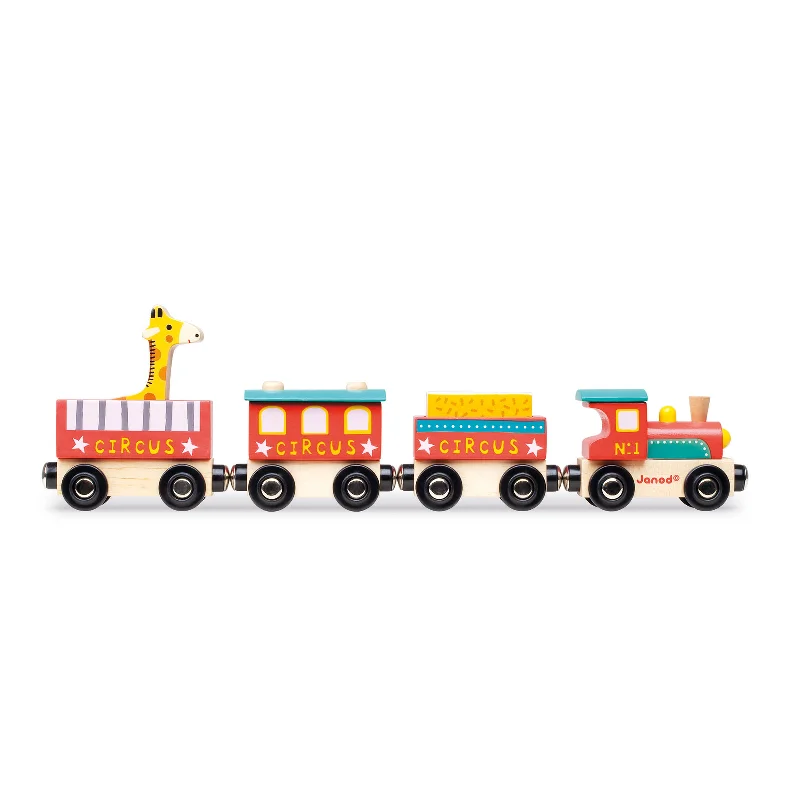 functional wooden toys               Janod Story Circus Train