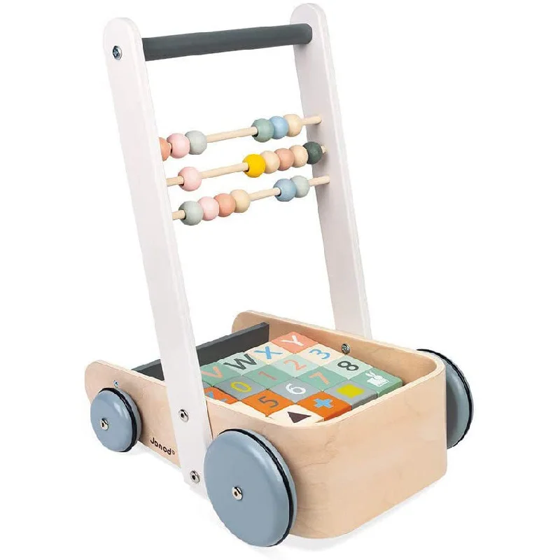 thoughtfully crafted and safe wooden toys                   Janod Sweet Cocoon Cart with ABC