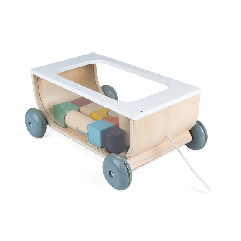 classic wooden toys for kids                Janod Sweet Cocoon Cart with Blocks