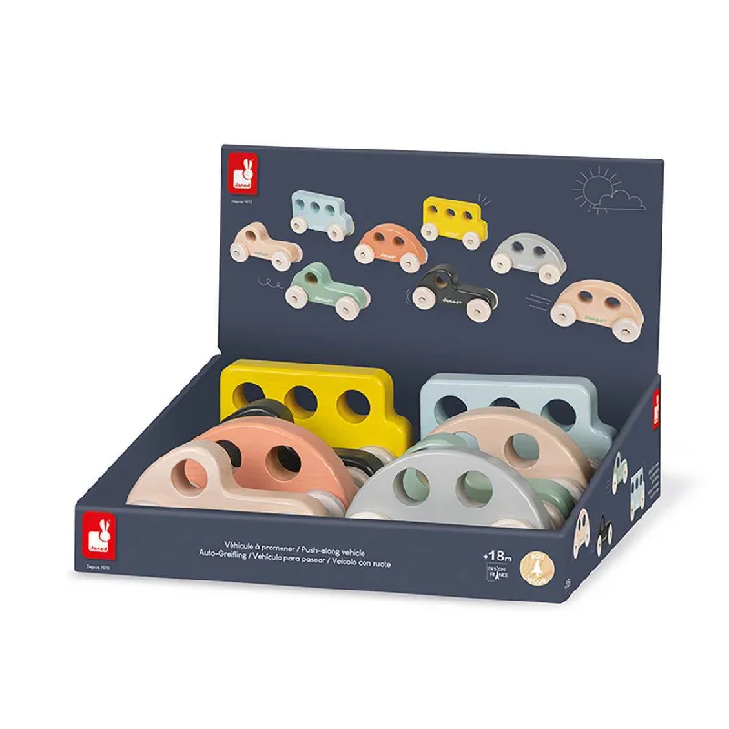 eco-conscious wooden toys                 Janod Sweet Cocoon Push-Along Vehicle (1pc)