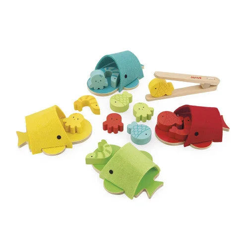 engaging wooden toys                   Janod Whales Colour Matching Game