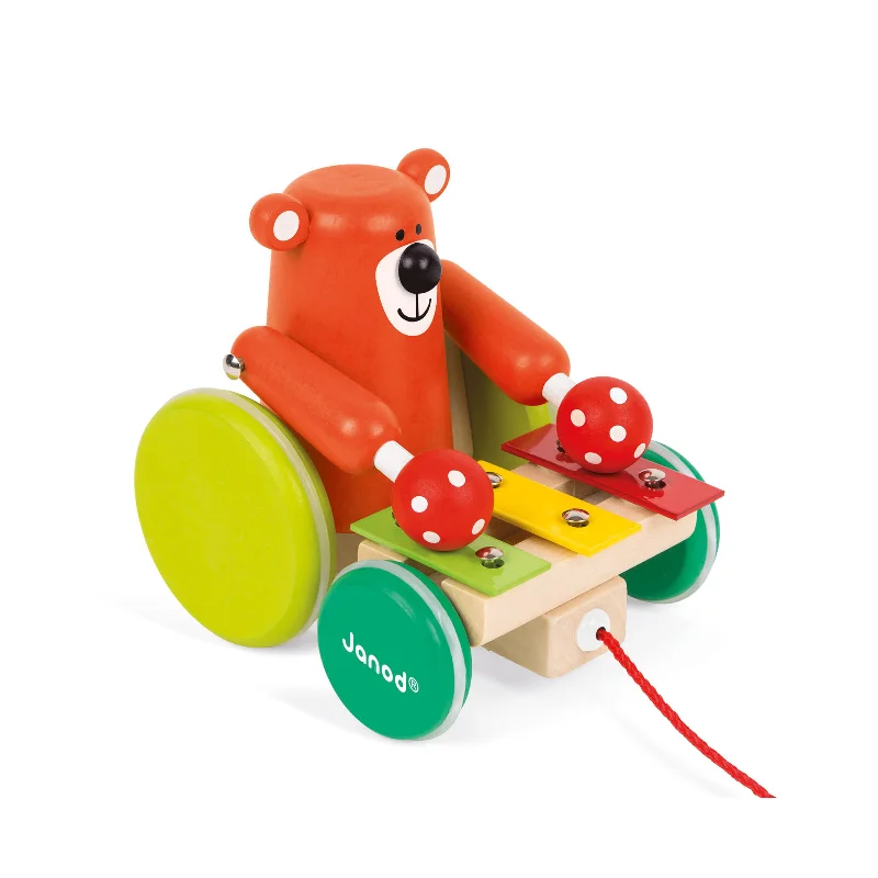 whimsical wooden toys                   Janod Zigolos Pull Along Xylo Bear