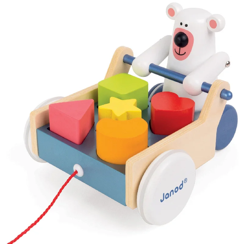 enchanting wooden toys for children                   Janod Zigolos Shape Box Pull Along Bear
