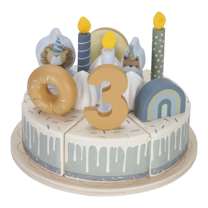 imaginative wooden toys                  Little Dutch Wooden Birthday Cake - Blue