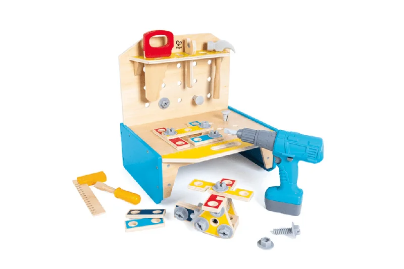 vibrant and colorful wooden toys for toddlers                   Hape Little Engineer's Workbench