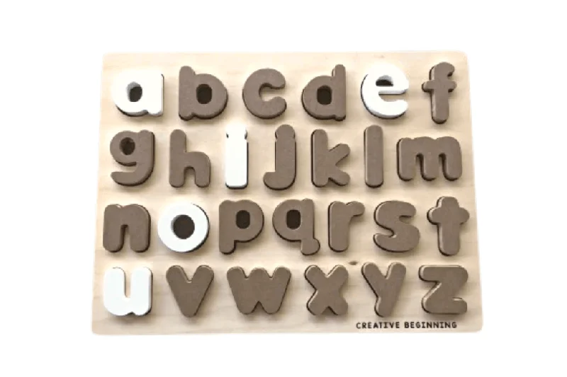 sustainably sourced wooden toys                   Lowercase Alphabet Tracing Puzzle