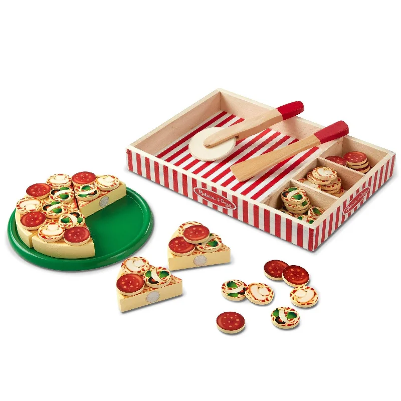 traditional wooden toys                   Melissa & Doug 10167 Pizza Party - Wooden Play Food