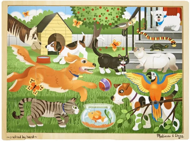 educational wooden toys                   Melissa & Doug 19059 Pets Wooden Jigsaw Puzzle - 24 Pieces