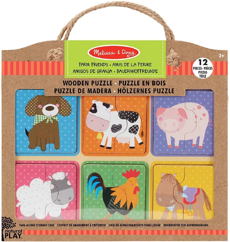 eco-conscious wooden toys                 Melissa & Doug 41363 Farm Friends Wooden Jigsaw Puzzle