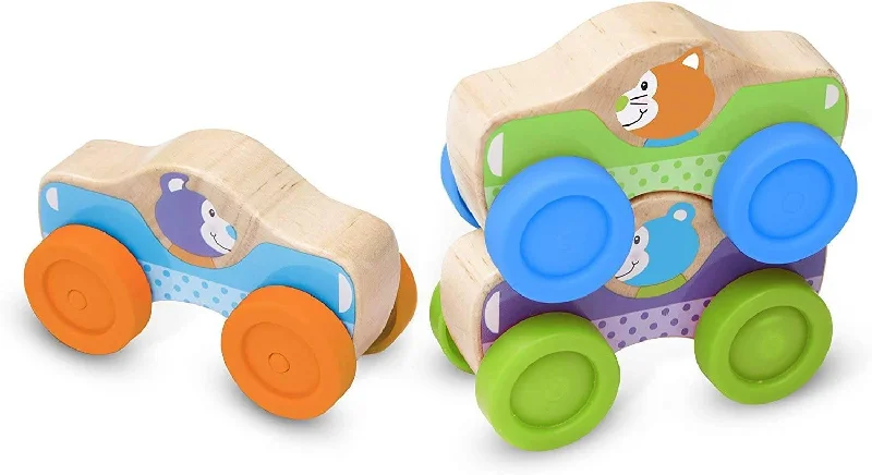 eco-friendly wooden toys                   Melissa & Doug Wooden Animal Stacking Cars