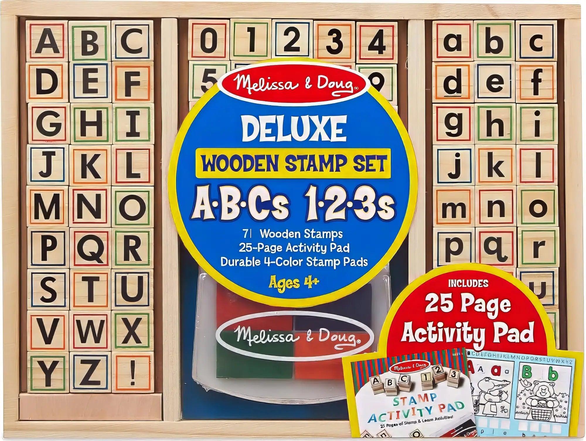 play-value packed wooden toys                   Melissa & Doug Deluxe Wooden Stamp Set - ABC 123