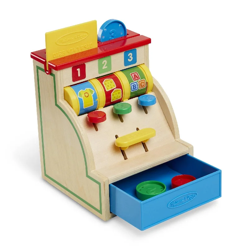 delightful wooden toys for children                   Melissa & Doug Wooden Spin & Swipe Cash Register