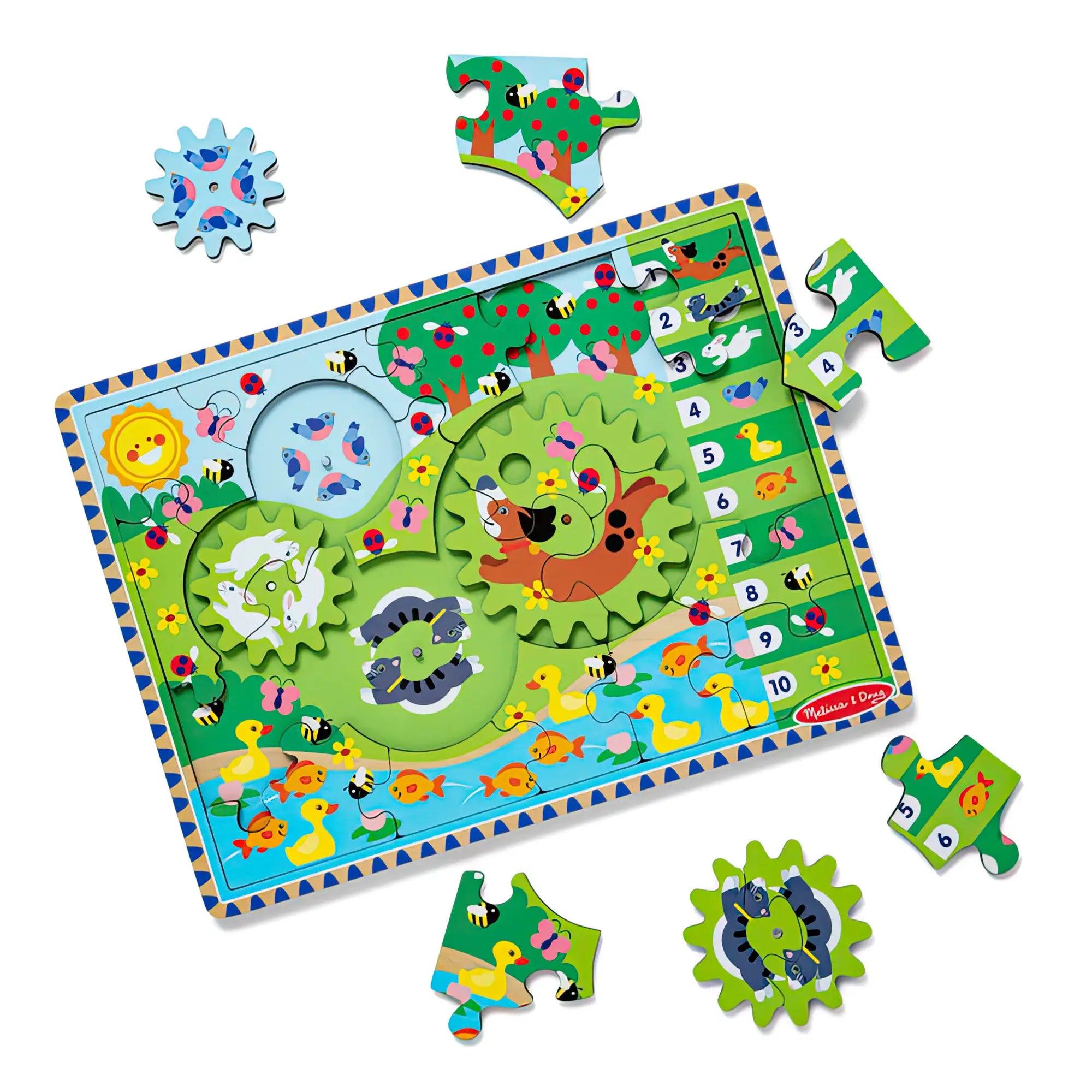 play-value packed wooden toys                   Melissa & Doug Animal Chase I-Spy Wooden Gear Puzzle