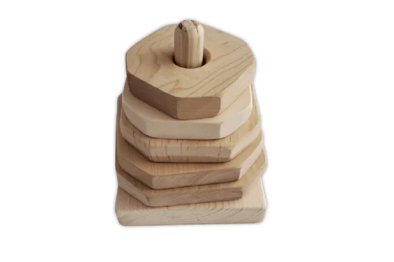thoughtfully crafted and safe wooden toys                   Natural Wood Stacking Toy