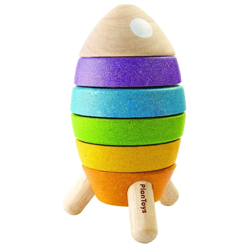 sturdy and durable wooden toys for rough play                   Stacking Rocket