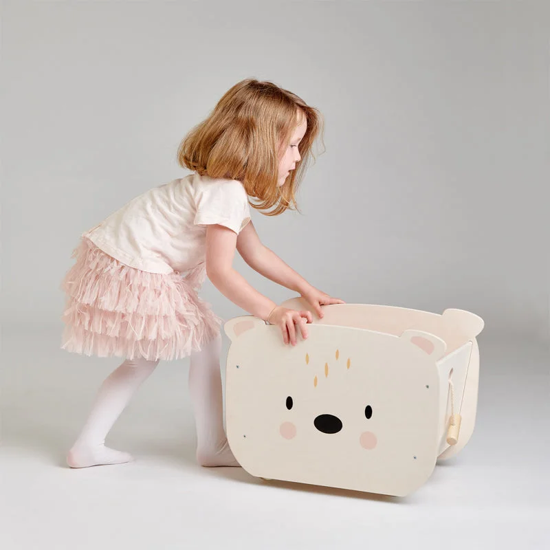 engaging and educational wooden toys                  Pull Along Bear Cart