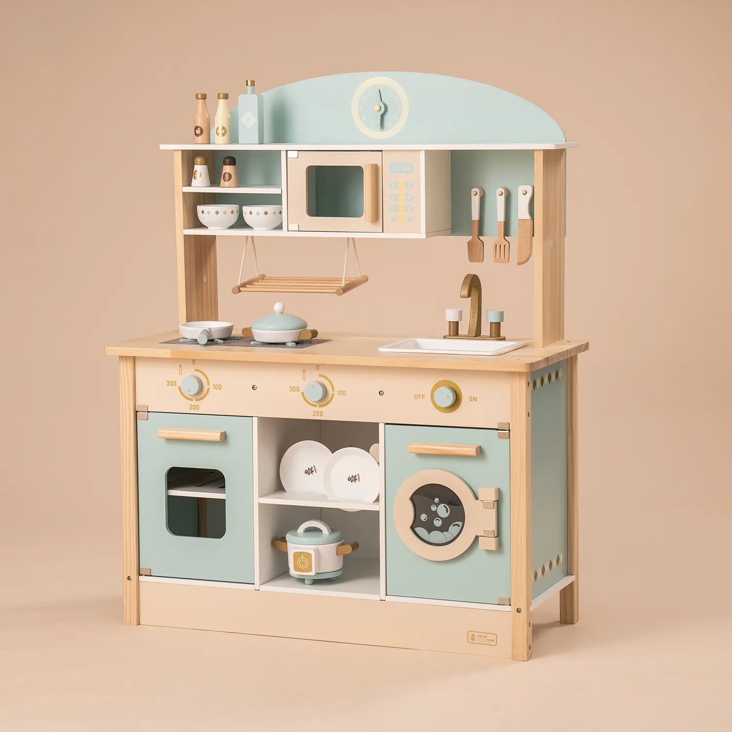 age-appropriate wooden toys                   ROBUD Deluxe Wooden Kitchen Pretend Playset with Accessories