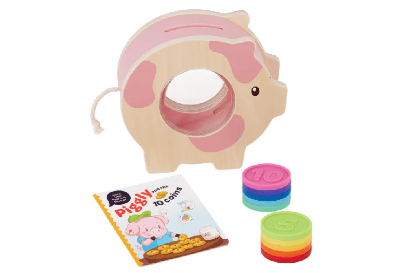 sturdy and safe wooden toys                 Save & Count Piggy Bank