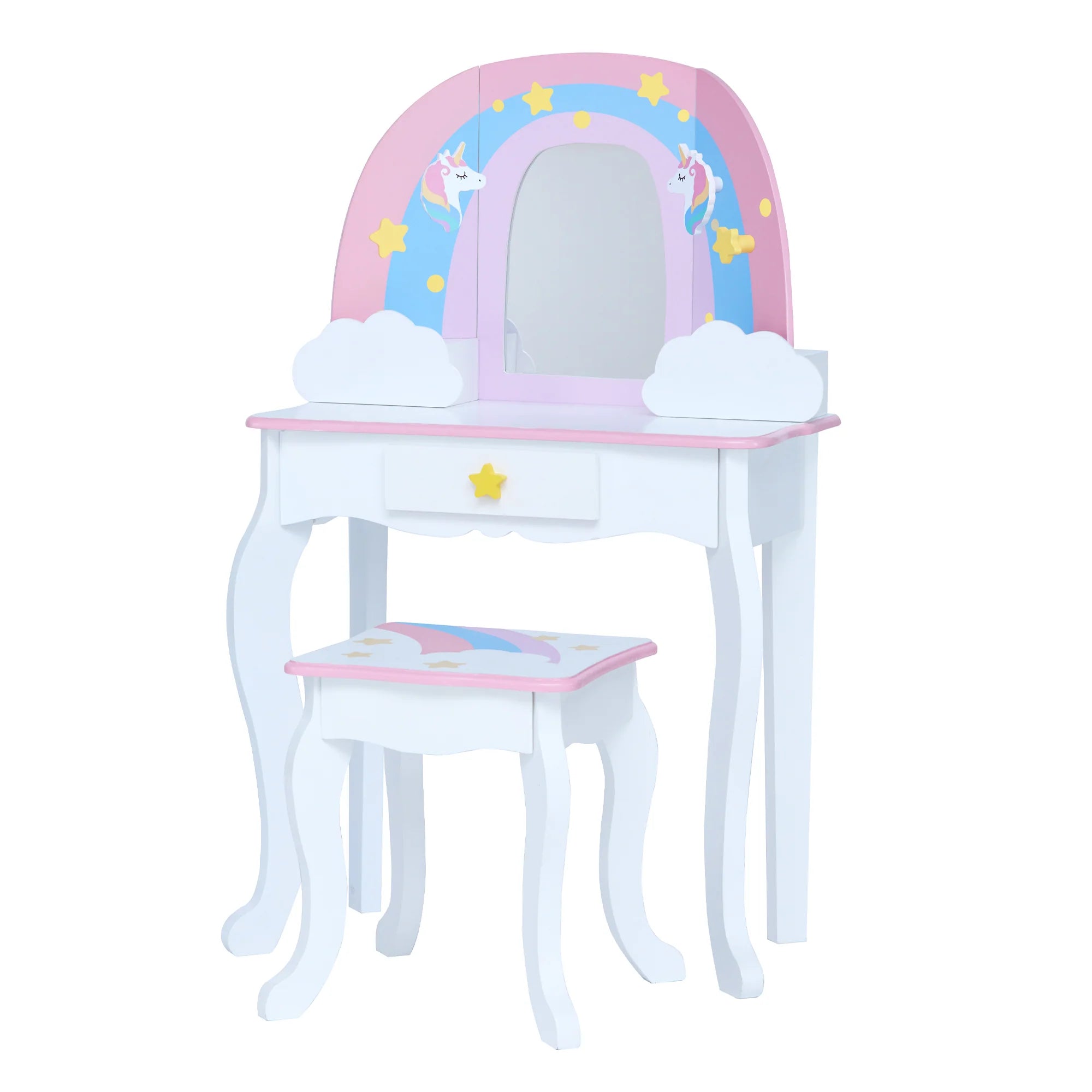 sturdy construction wooden toys                   Teamson Kids Little Dreamer Rainbow Unicorn Wooden Play Vanity Set