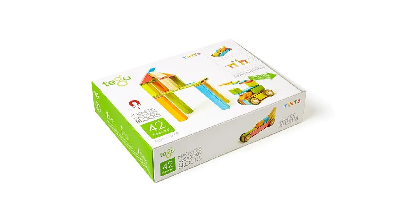 thoughtfully designed wooden toys              Tegu Tints Magnetic Wooden Block 42 Pieces