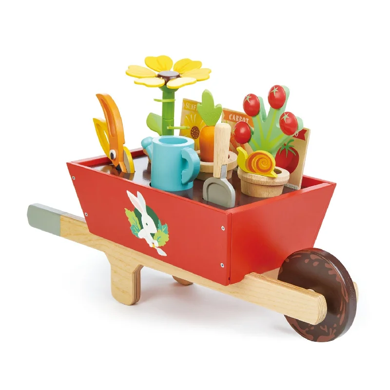 safe and non-toxic wooden toys for babies                   Tender Leaf Toys Garden Wheelbarrow Set