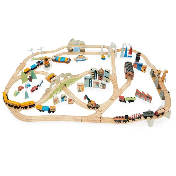 sustainable wooden toys                   Tender Leaf Toys Mountain View Train Set