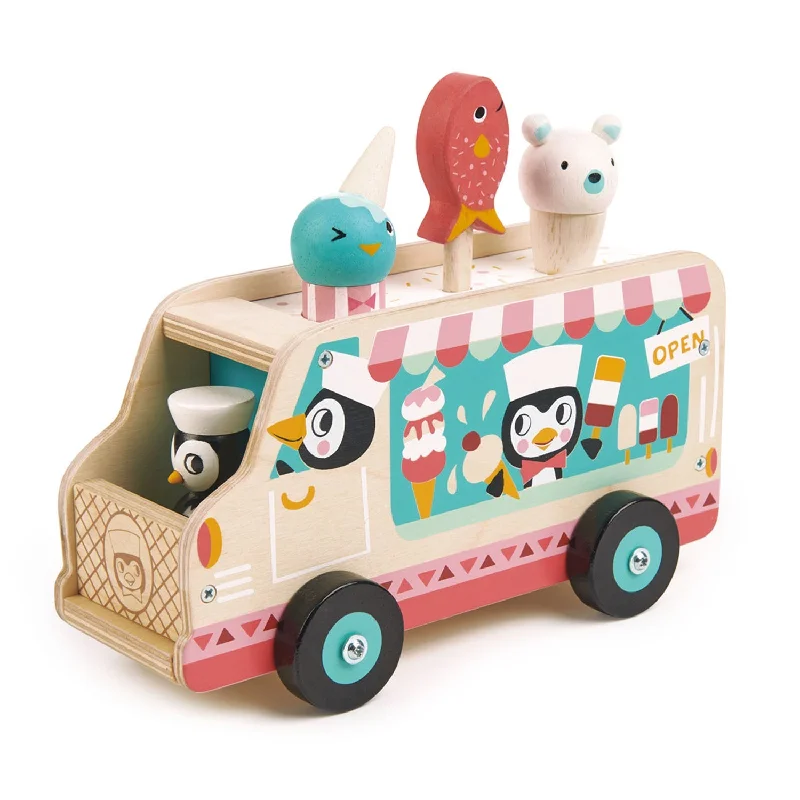 durable wooden toys                  Tender Leaf Toys Penguin's Gelato Van