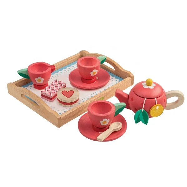 safe and non-toxic wooden toys that parents can trust                   Tender Leaf Toys Tea Tray Set