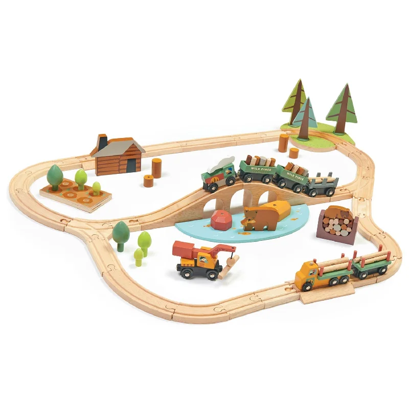 traditional wooden toys                   Tender Leaf Toys Wild Pines Train Set
